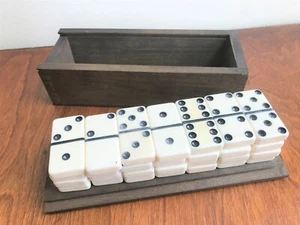 Vintage 28 Dominos with Wooden Box - Picture 1 of 10
