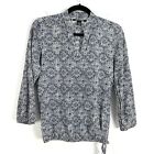 Lucky Brand Womens Top V Neck Long Sleeve 100% Cotton Boho Blouse Size XS Shirt