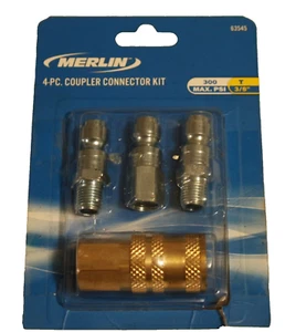 NEU Merlin 4 Stck. Kupplung Stahl Stecker Kit 300 Psi - 3/8" 63545 - Bild 1 von 2