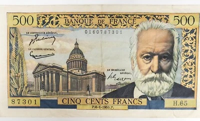 Banknote, France, 500 Francs, 500 F 1954-1958 ''Victor Hugo'', 1958, - Image 1 of 2