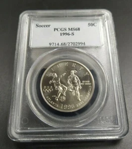 1996 S FIFA Olympics Soccer Futbol Commemorative PCGS MS68 Gem BU - Picture 1 of 2