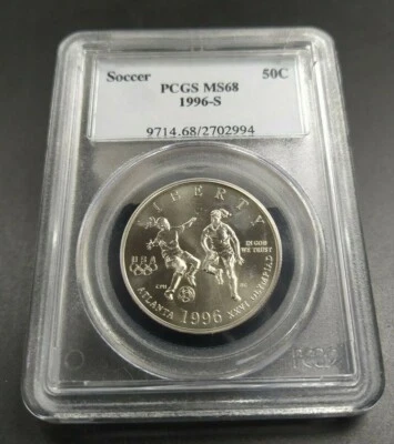 1996 S FIFA Olympics Soccer Futbol Commemorative  PCGS MS68 Gem BU - Image 1 of 2