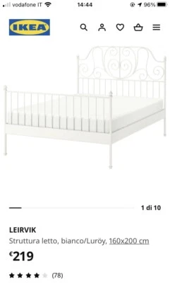 Struttura Ferro Bianco Letto Matrimoniale  - Immagine 1 di 2