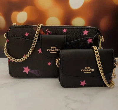 Bandolera BN Coach Poppy con estuche para tarjetas con estampado de estrellas de discoteca Foto 1 de 4