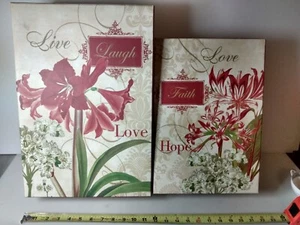 2 Live Love Faith Hope Gift boxes Keepsake Storage Heavy Duty Cardboard used EUC - Picture 1 of 12
