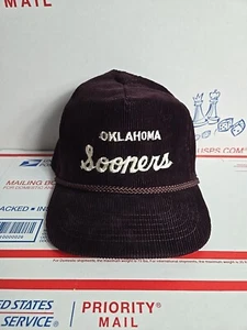 Amapro Oklahoma Sooners Corduroy Hat Dark Maroon Embroidered Vintage Hat - Picture 1 of 24
