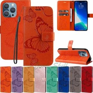 For iPhone 16 15 14 13 12 11 SE XR 8 7 6s Wallet Card Holder Leather Case Cover - Picture 1 of 45