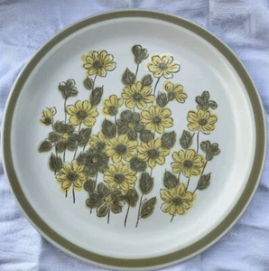 Ramo Primavera Gres Banda Verde Flores Amarillas - Plato de Cena 10-3/4" - Imagen 1 de 2