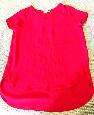SOPRANO Niñas Blusa Transparente Camisa Top Dobladillo Redondo Gasa Rosa Caliente Talla M (10-12) Foto 1 de 4