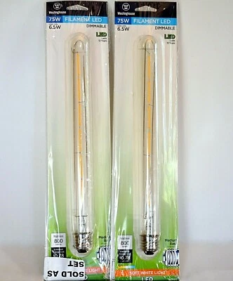Westinghouse Lighting 0518800 75W T9 Dimmable Clear Filament LED Bulbs, Set of 2 - Image 1 of 3