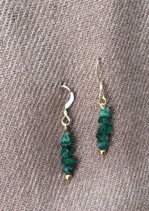 Polished Emerald Chips With 14ct Gold Filled Earwires, Birthstone, Gift - Picture 1 of 3