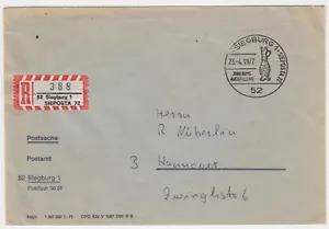 Sonder-R-Zettel, Siegburg, SIEPOSTA 72, Beförderungsspuren - Bild 1 von 1