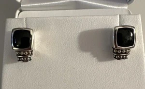 Lagos Kaviar 925/18K Gold schwarzer Onyx Ohrstecker, Länge 1/2", Einzelhandel 425 $ - Bild 1 von 10