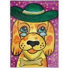 ACEO ORIGINAL PAINTING Mini Art Card Fantasy Animal Head Dog With Hat Ooak