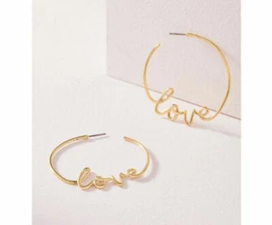 Stella & Dot LOVE große goldene Creolen brandneu in Originalverpackung Wohnmobil 42 $ - Bild 1 von 3