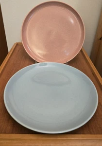 2 Vtg Russel Wright Dinner Plates Iroquois & Steubenville China Blue Coral 10" - Picture 1 of 11
