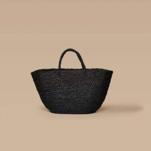 Geflochtener Raffia Day Bag schwarz - Bild 1 von 4