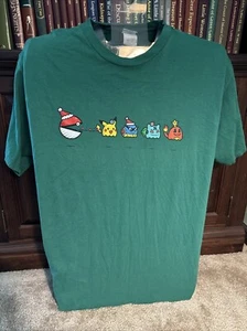 Pokémon Pikachu Christmas T Shirt Port & Company Green - Picture 1 of 6