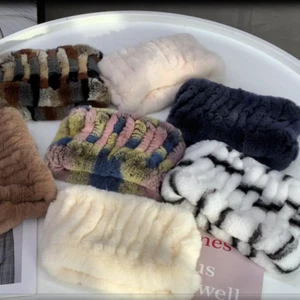 Hot New Handmade Knit Collars Bib Women's Thicken Warm Rabbit Fur Scarf Headgear - Picture 1 of 31