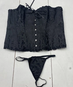 frawirshau Black Lace Up Boned Overbust Corset Bustier Lingerie Bodyshaper 6XL - Picture 1 of 11