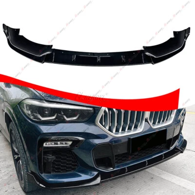 Labio de parachoques delantero deportivo para BMW G06 X6 M 2019-2023 3 piezas ABS negro brillante estilo PM Foto 1 de 4