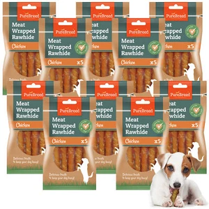 50pk Dog Chews Treats Rawhide Twists Sticks Wrapped in Chicken Meat Healthy Food - Picture 1 of 7