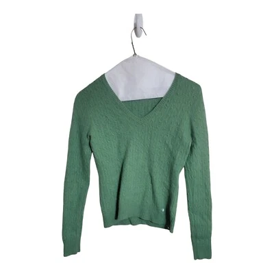 Tweeds Sweater Women M Green Cashmere Crewneck 2 Ply Career Preppy Minimalist  - Image 1 of 4