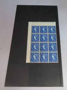 1952-65 QEII 1d STAMPS CORNER BLOCK OF 12 STAMPS IN STAMP HOLDER - Picture 1 of 3