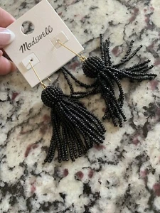 Madewell schwarze Perlen Quaste Ohrhänger neu mit Etikett - Bild 1 von 9