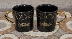 2 Disney Schwarz Gold Keramik Nightmare Christmas Jack Skellington Kaffeetassen - Bild 1 von 9