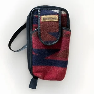 PENDLETON Wool & Leather Zip Around Wallet Wristlet Phone Case 6” X 3” - Picture 1 of 3