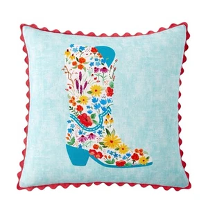 The Pioneer Woman Flowering Boot Decorative Throw Pillow 18”x18” Brand New - Picture 1 of 1