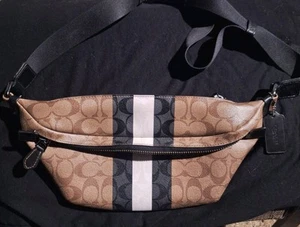 Coach Signature Canvas Varsity Stripe Grade Belt Bag C3228 - Picture 1 of 10
