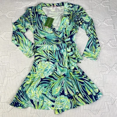 Комбинезон Lilly Pulitzer Karlie Wrap XS зеленый/синий Party Like A Flock Star Resort - Изображение 1 из 4