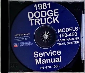 Dodge Truck Ramcharger Plymouth Trail Duster 1981 manual de servicio de reparación CD - Imagen 1 de 2