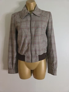Topshop Check Biker Jacket UK Size 8 - Picture 1 of 9