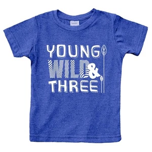 Young Wild and Three Boy 3rd Birthday Outfit Toddler Shirt 3 Year Old Boys Th... - Picture 1 of 6