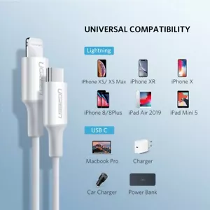 Cable USB Ugreen USB C a Lightning carga rápida para iPhone MFi CERTIFICADO APPLE APPLE - Imagen 1 de 6