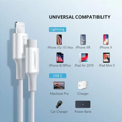 Ugreen USB C to Lightning USB Cable Fast Charging for iPhone MFi APPLE CERTIFIED - Image 1 of 4