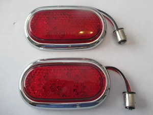 42-48 FORD RED LENS LED TAIL LIGHTS PAIR NEW 1942 1948 HOTROD RATROD 47 46 45 44 - Picture 1 of 4