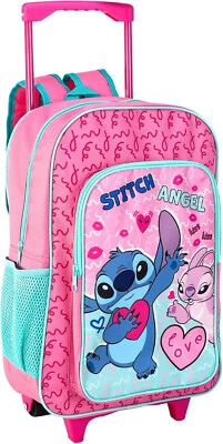 Per Bambini Lilo & Stitch Rosa Bagaglio Trolley Zaino Valigia Cabina Viaggi - Image 1 of 4