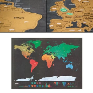 Deluxe World Map Poster Scratch Off Journal Log Giant Map Of The World Gift Toy - Picture 1 of 5