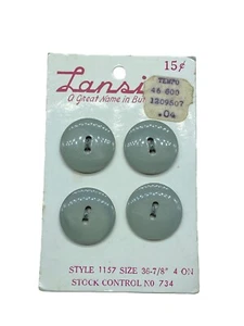 4 Vintage Lansing 2-Hole Buttons Original 15¢ Card Light Pearlescent Gray 7/8" - Picture 1 of 6