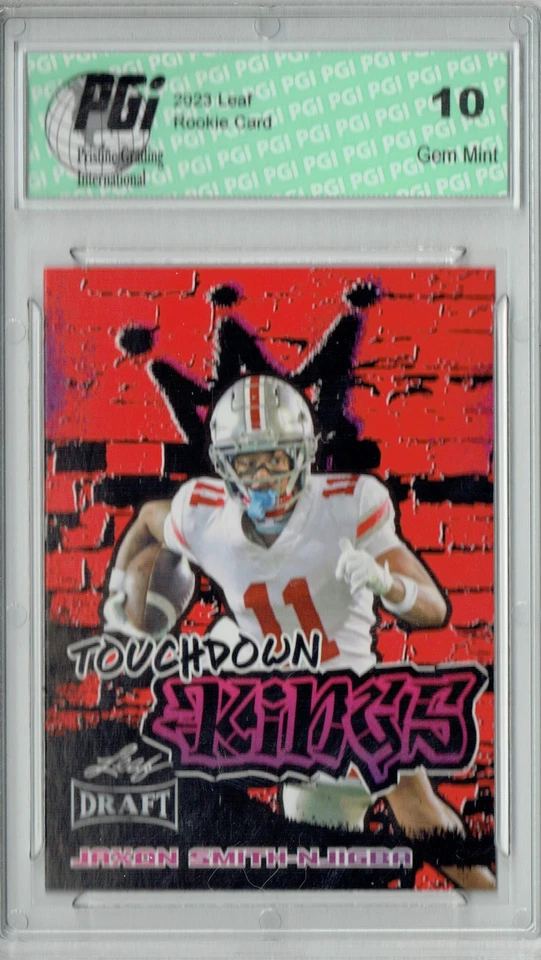Jaxon Smith-Njigba 2023 Leaf Football #97 Red TD Kings Rookie Card PGI 10 - Image 1 of 1