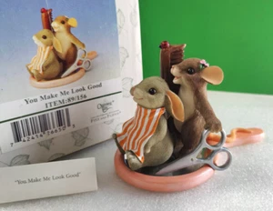 Charming Tails YOU MAKE ME LOOK SO GOOD Maxine Cutting Binkey's Hair Figurine - Picture 1 of 7