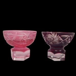 Bohemian Glass Purple Amethyst Red Crystal Cut Shot Glass Open Salt Nachtmann? - Picture 1 of 9
