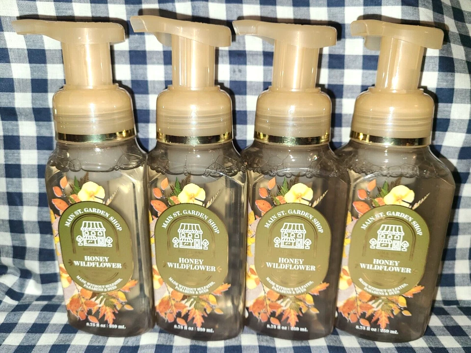 Paquete de 4 jabones de manos espumosos HONEY WILDFLOWER 8,75 OZ baño y cuerpo funciona TOTALMENTE NUEVOS Foto 1 de 1