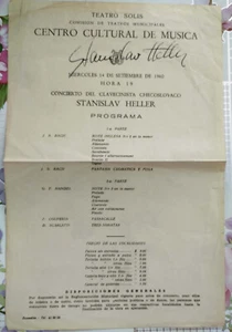 STANISLAV HELLER Tschechischer Cembalist 1960 SODRE Uruguay Konzert SIGNIERTES PROGRAMM - Bild 1 von 3