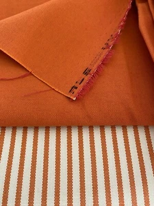 PERENNIALS FABRIC OUTDOOR/INDOOR 2 YDS JAKE STRIPE/ SOLID ORANGE MSRP $159/yd - Picture 1 of 3