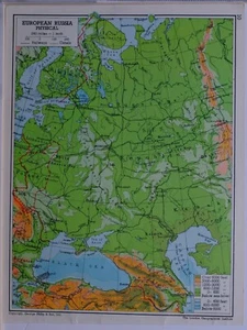 1961 SOVIET MAP EUROPEAN RUSSIA PHYSICAL FINLAND POLAND RUSSIAN REPUBLIC UKRAINE - Picture 1 of 5